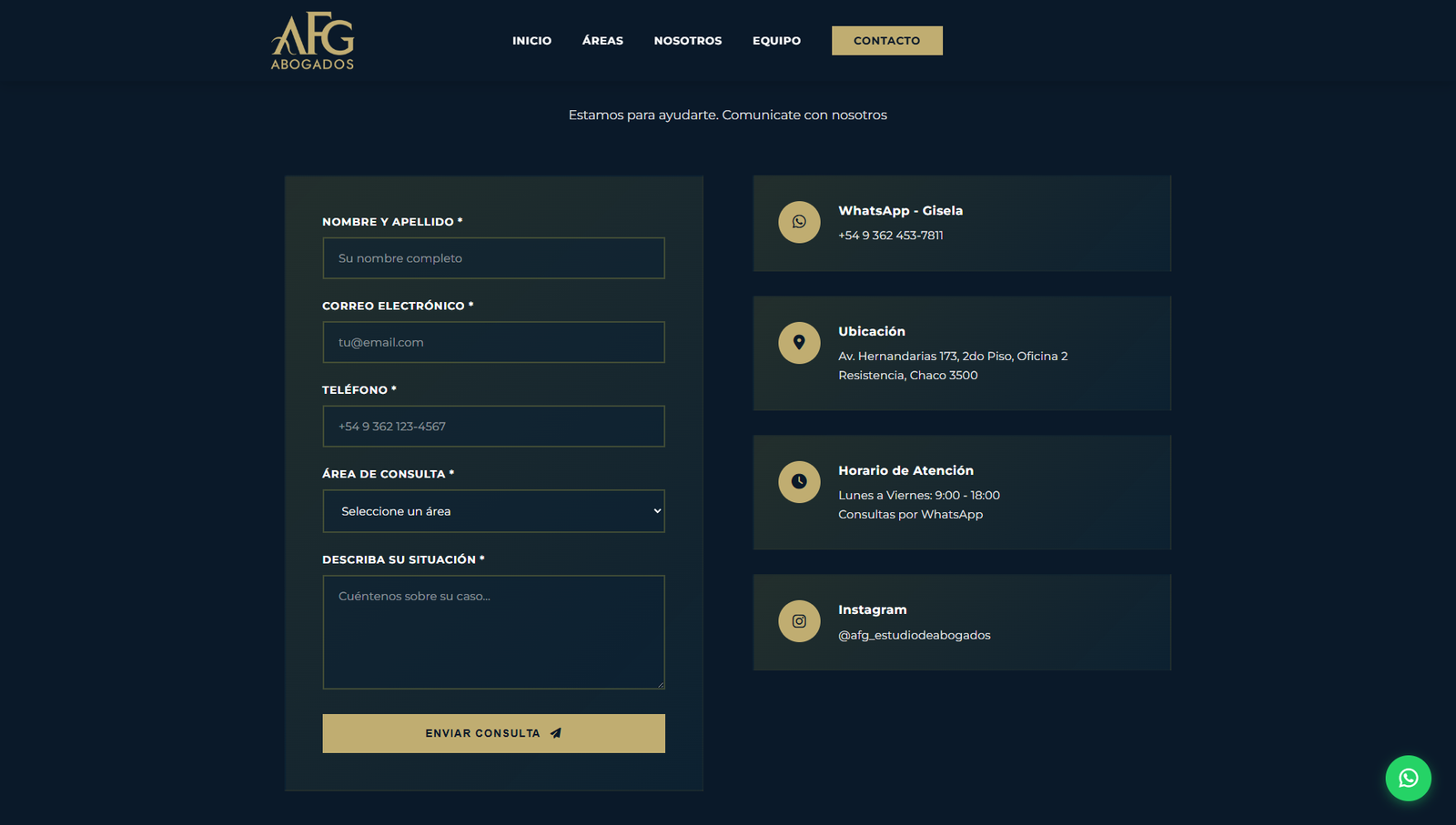 Vista Contacto AFG Estudio