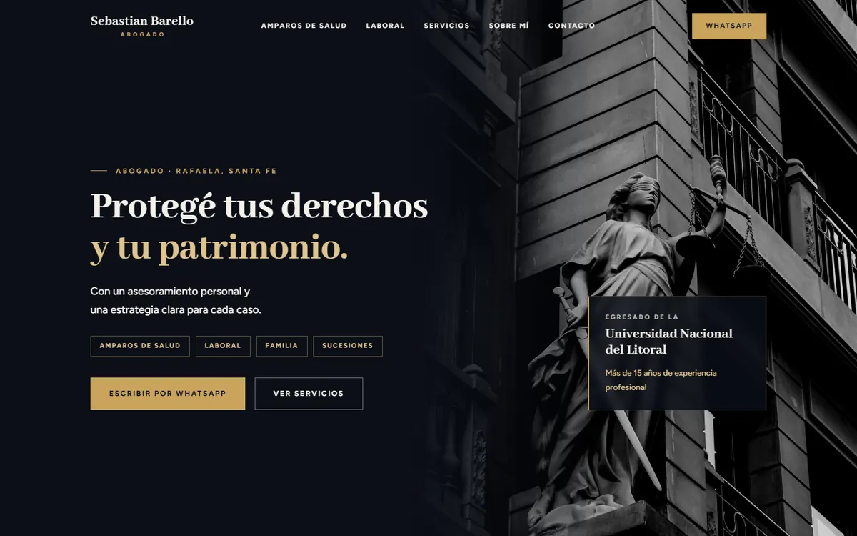 Página de inicio de la web de Sebastian Barello