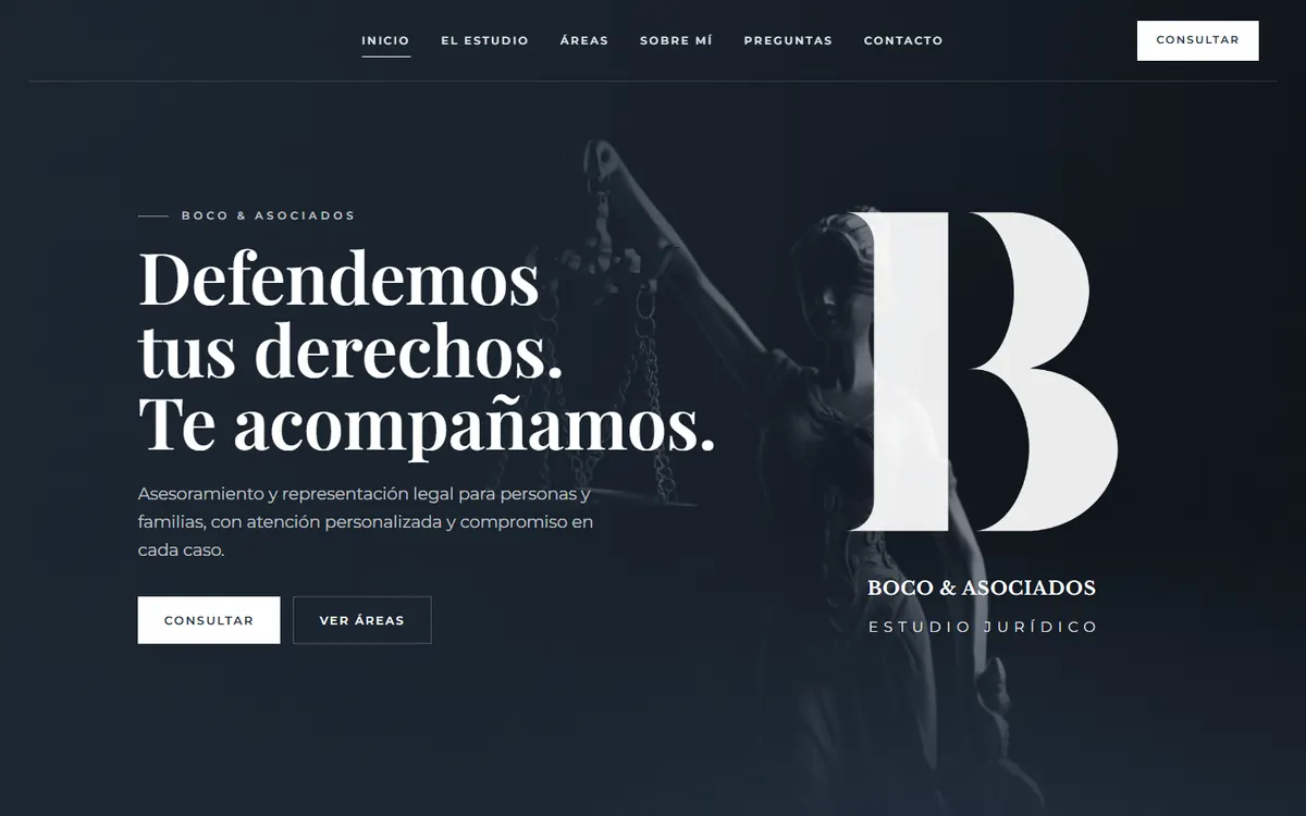Página de inicio de la web de Boco & Asociados