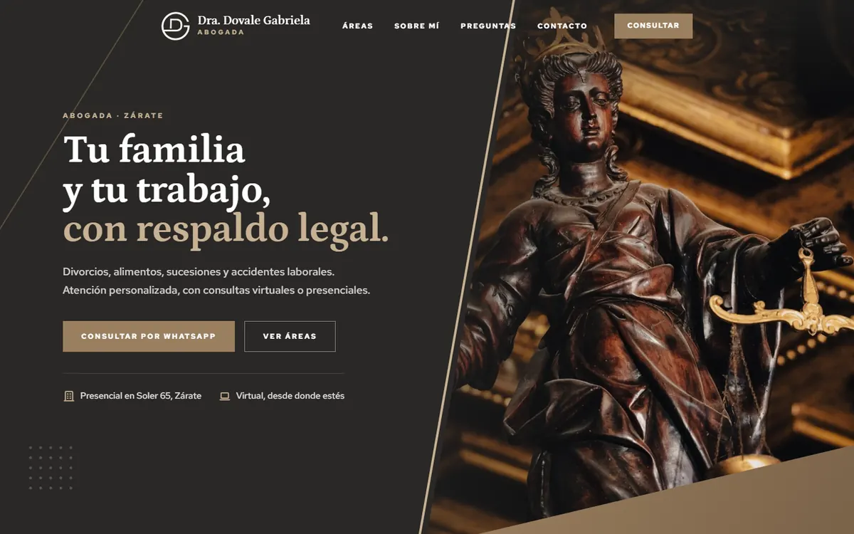 Página de inicio de la web de Dra. Gabriela Dovale