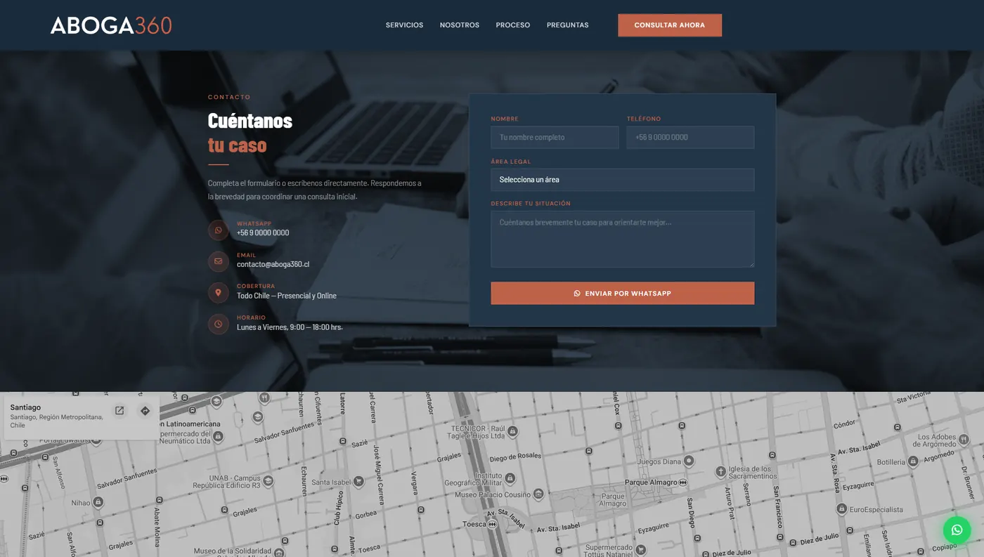 Captura de la web de ABOGA360