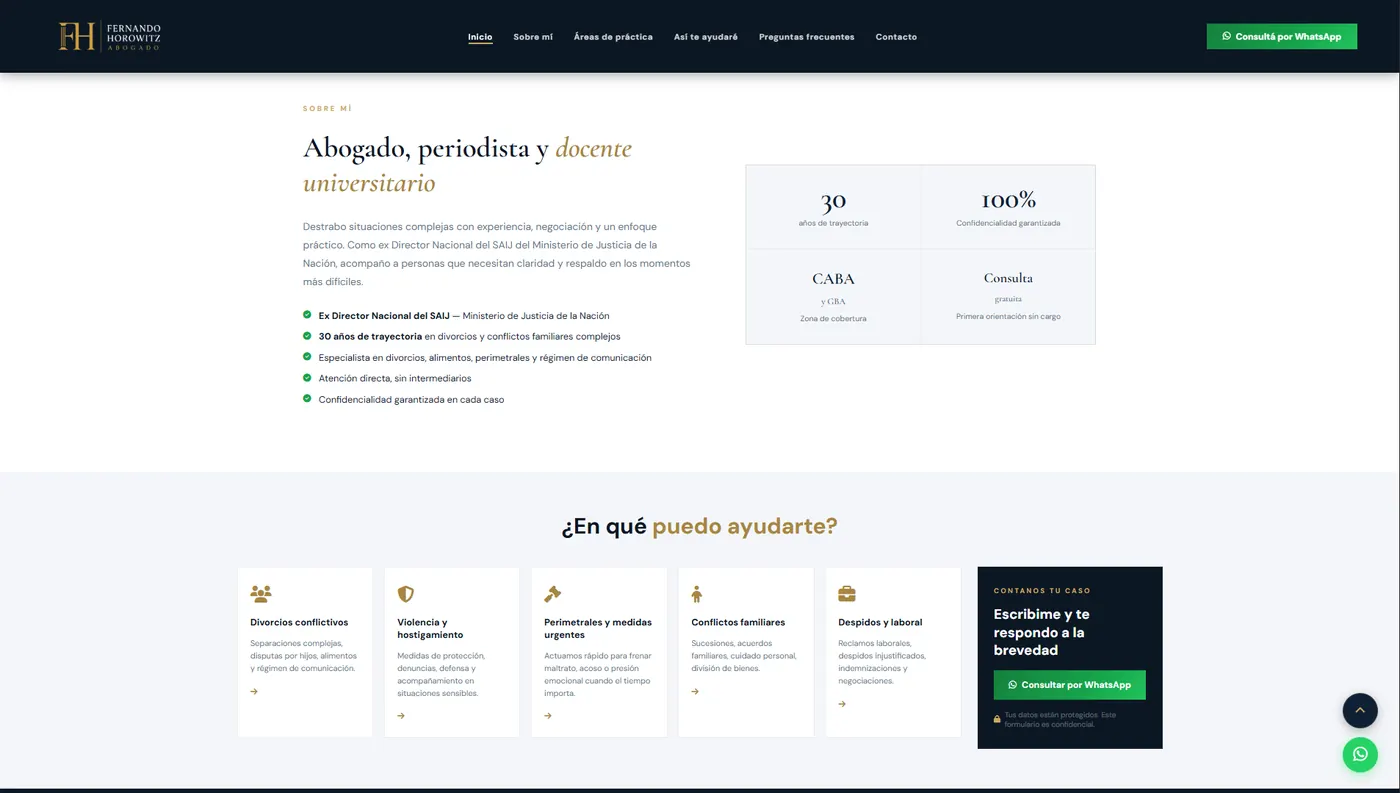 Captura de la web de Dr. Horowitz · Divorcios