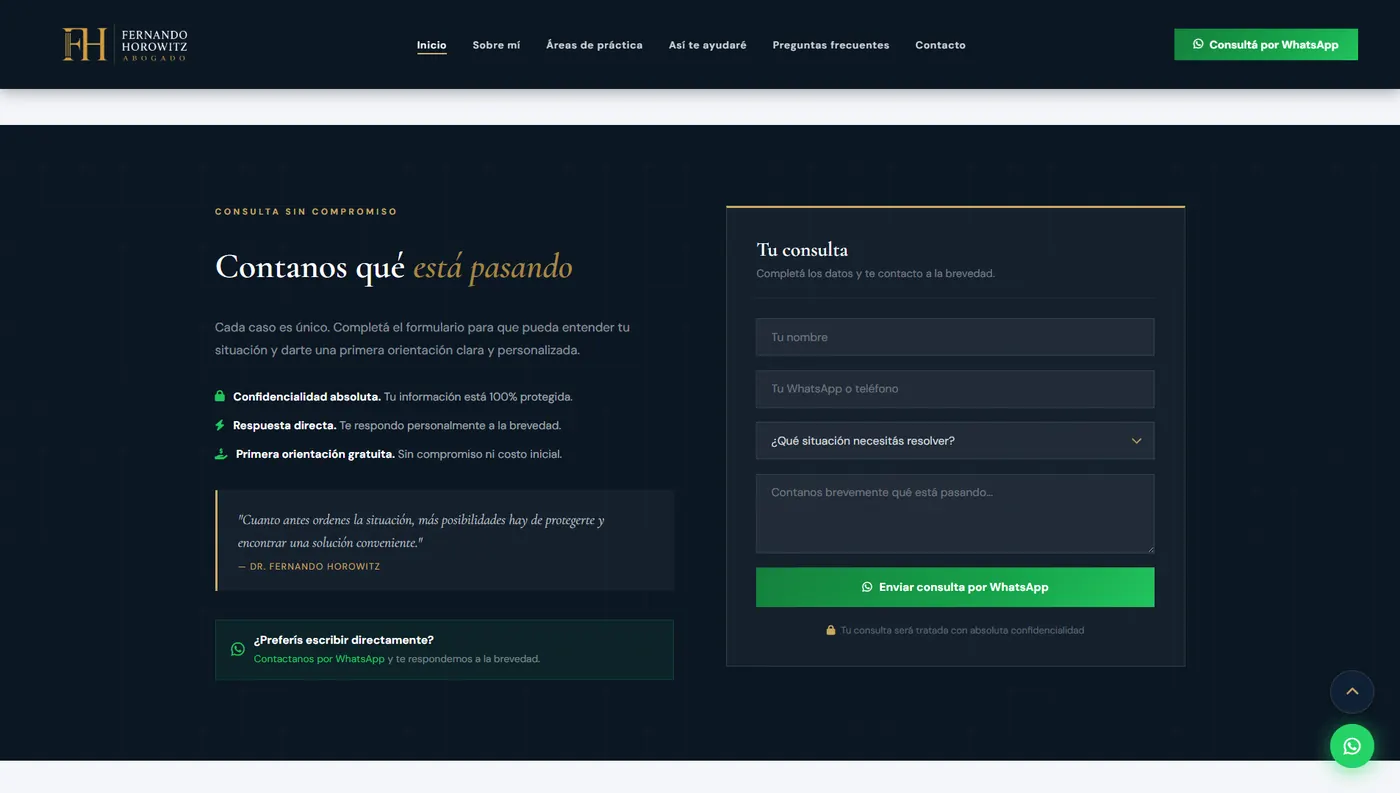 Captura de la web de Dr. Horowitz · Divorcios