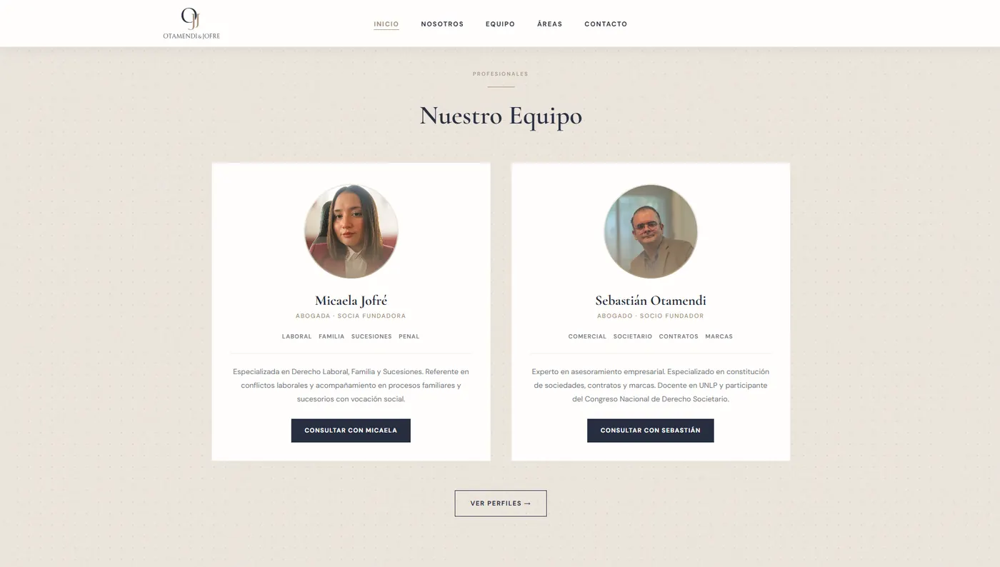 Captura de la web de Otamendi & Jofré