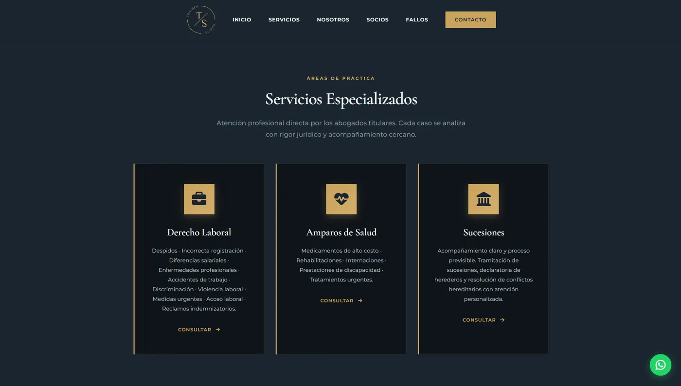 Captura de la web de Traiber & Slipak