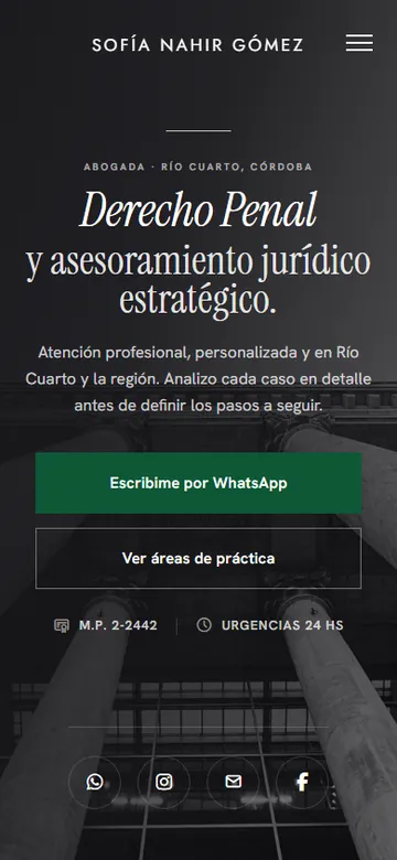 La web de Sofía Nahir Gómez en el celular