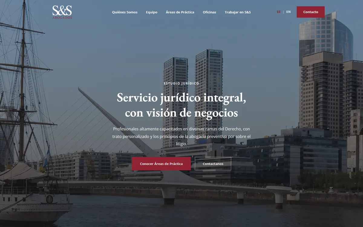 Página de inicio de la web de S&S Abogados