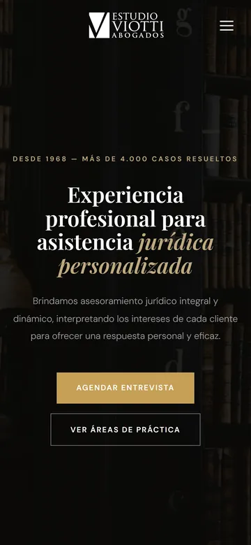 La web de Estudio Viotti Abogados en el celular